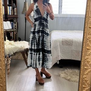 Bohemian tie dye midi beach dress/cover-up